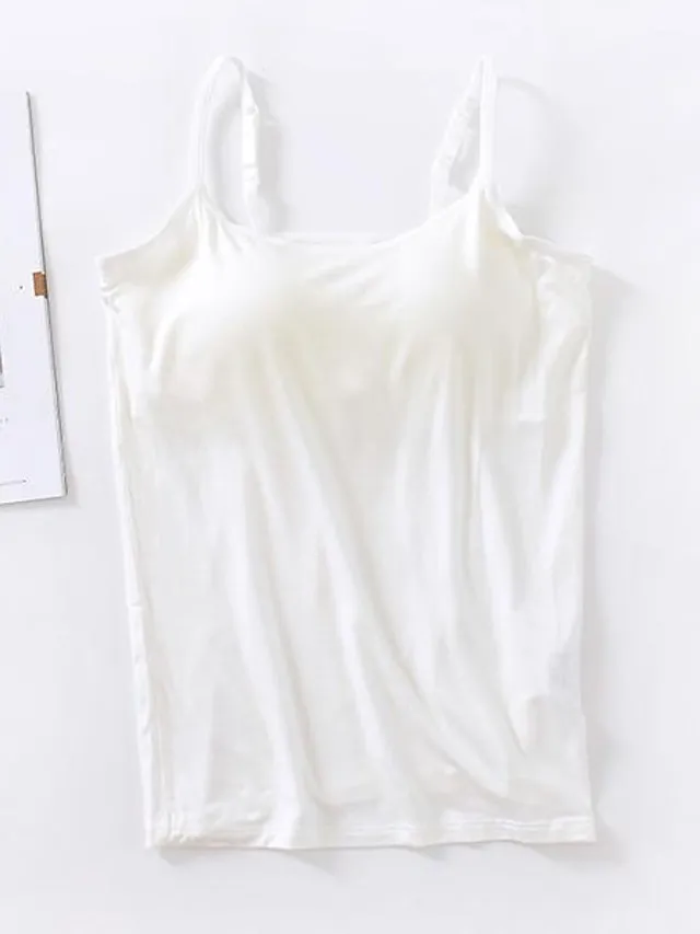 Women's Tank Top Plain Black White Pink Sleeveless Casual Basic U Neck Regular Fit