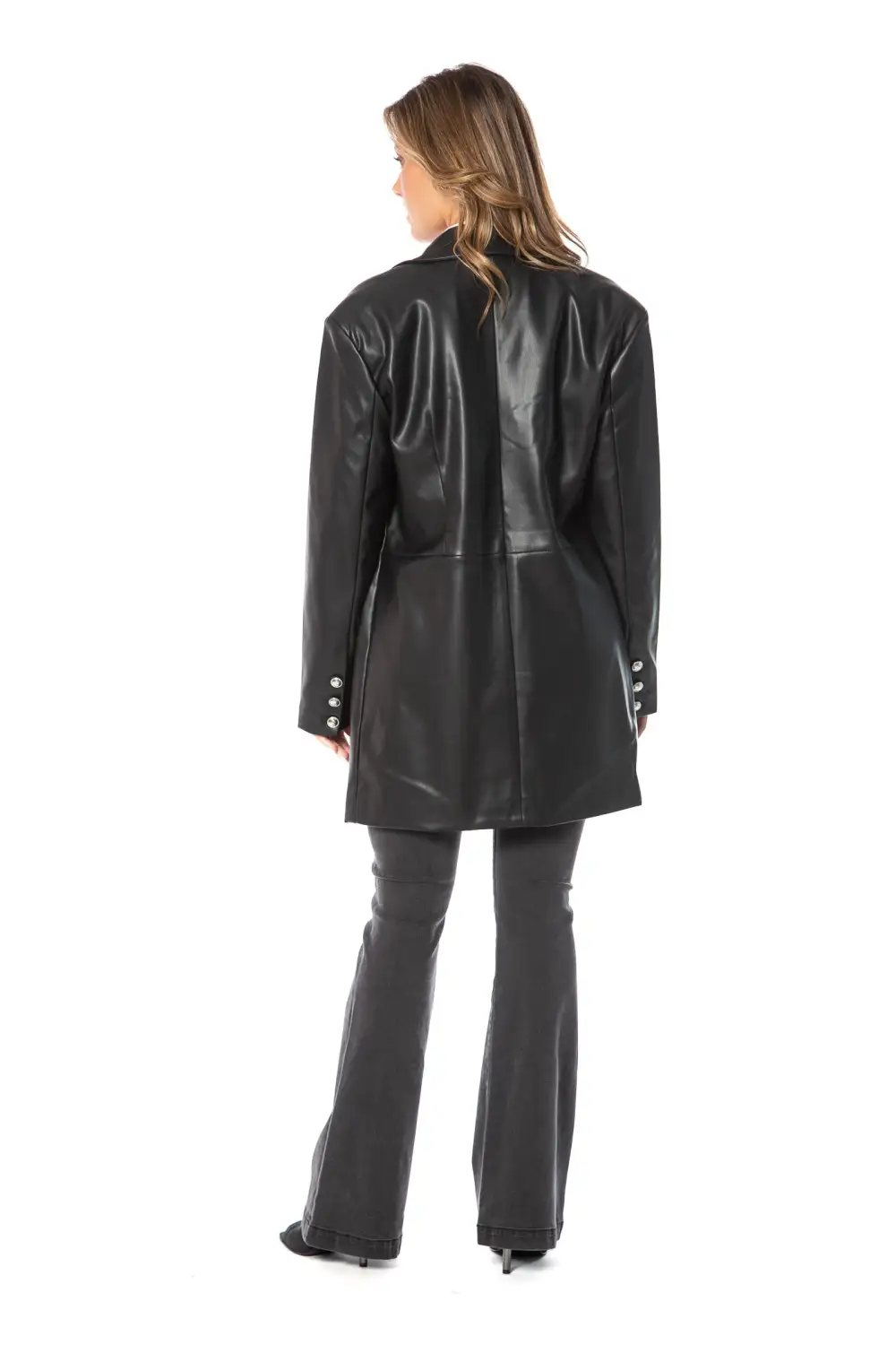 Oversized Faux Leather Trench Coat
