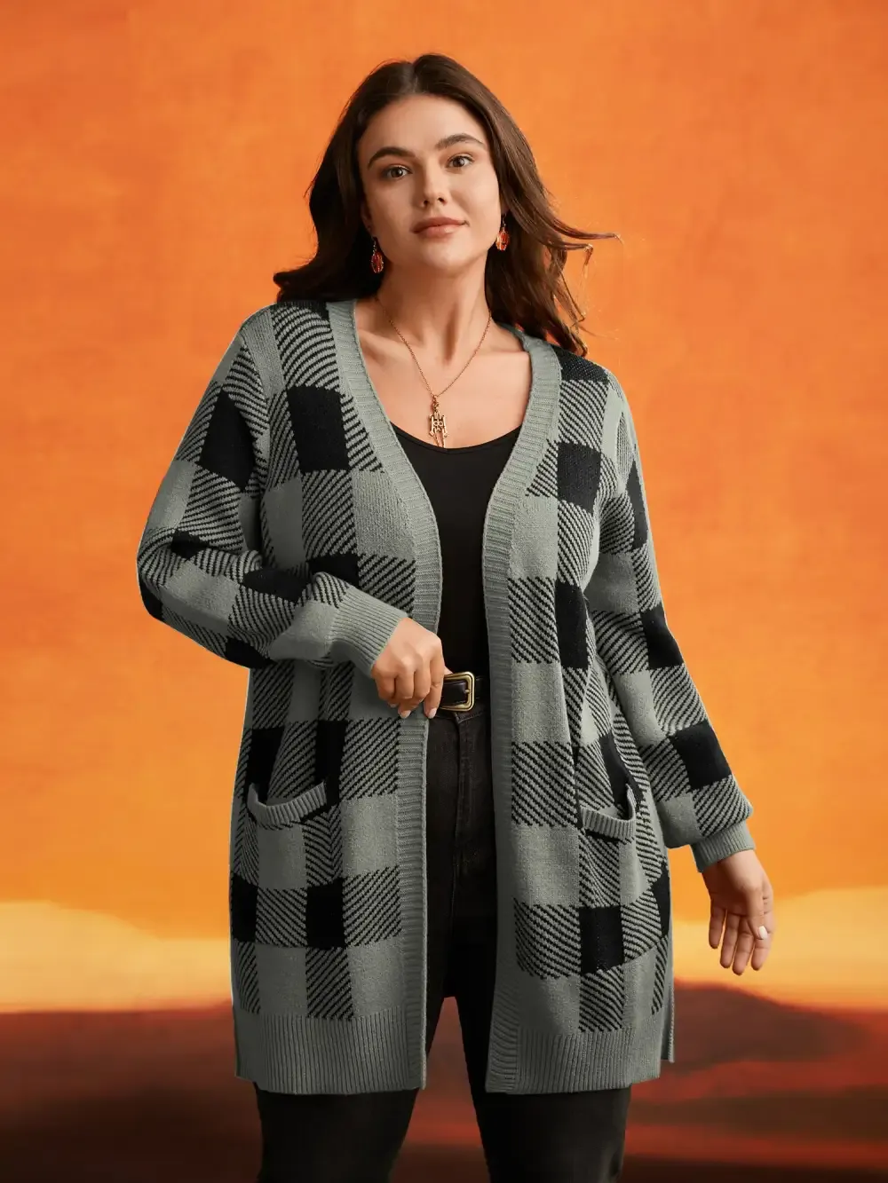 Supersoft Essentials Halloween Plaid Open Cardigan