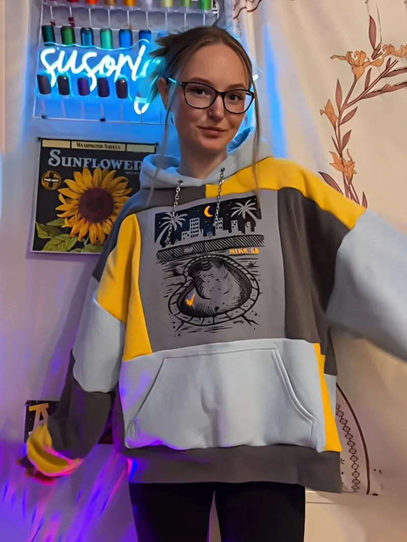 Grey Streetwear Leisure Hoodie Sweatshirts