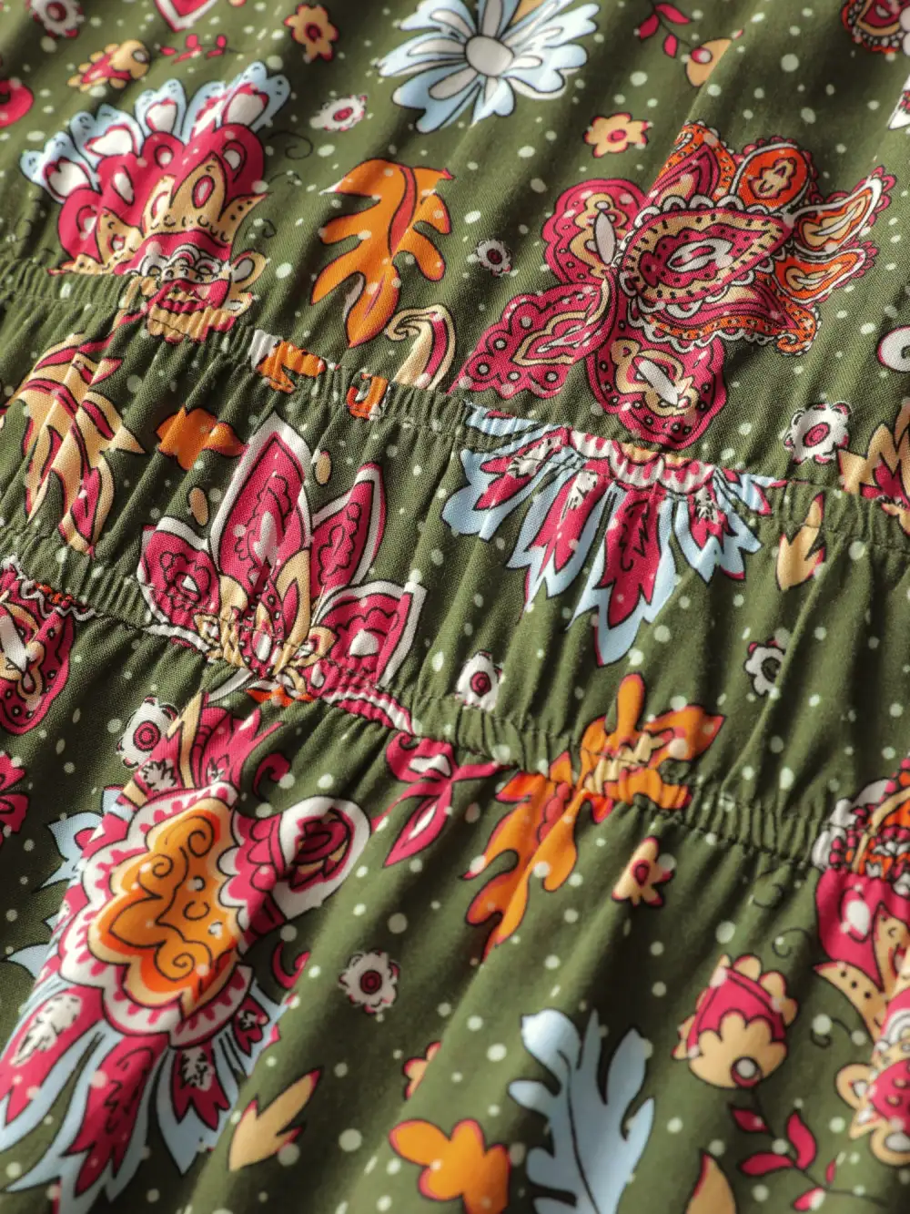 Floral Print Pleated Waist Maxi Dress