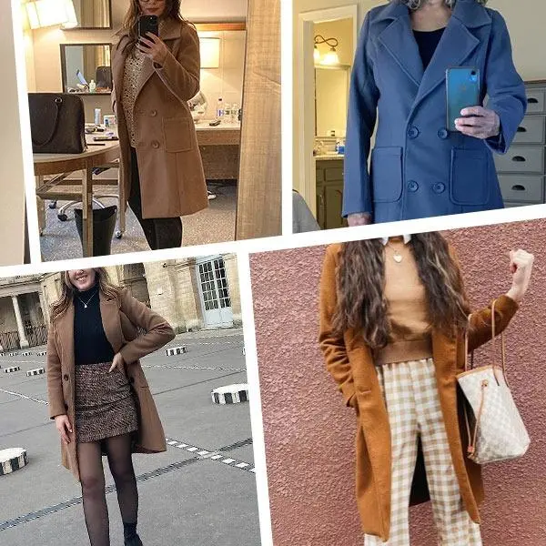 复制Women Wool Blend Camel Mid-Long Coat