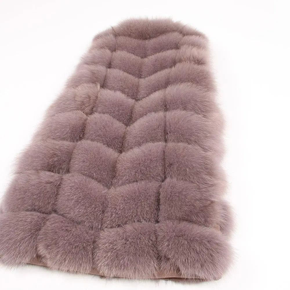 🔥Black Friday Sale🔥 100% Fox Fur Vest Women Real Natural Whole Fox Fur Coat 90CM Long Winter Fur Waistcoat Plus