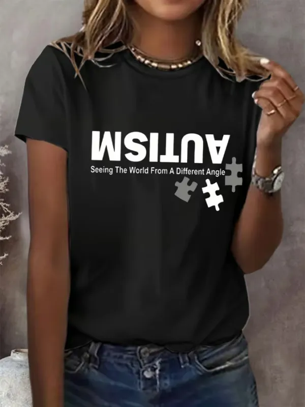 Women'S T-Shirt Womens Autism: Seeing The World From A Different Perspective Print T-Shirt