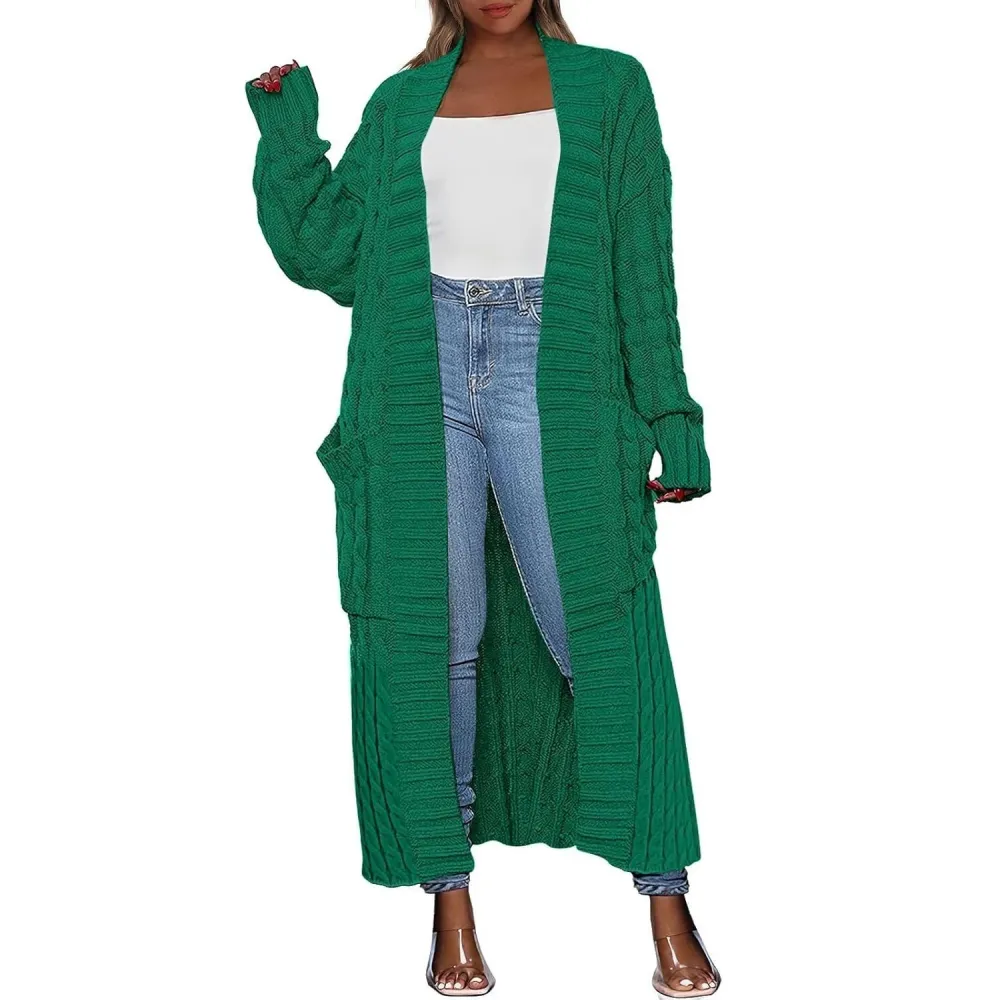 Women's Long Cardigan 2025 Oversized Coat Long Sleeve Open Cardigan Knitted Extra