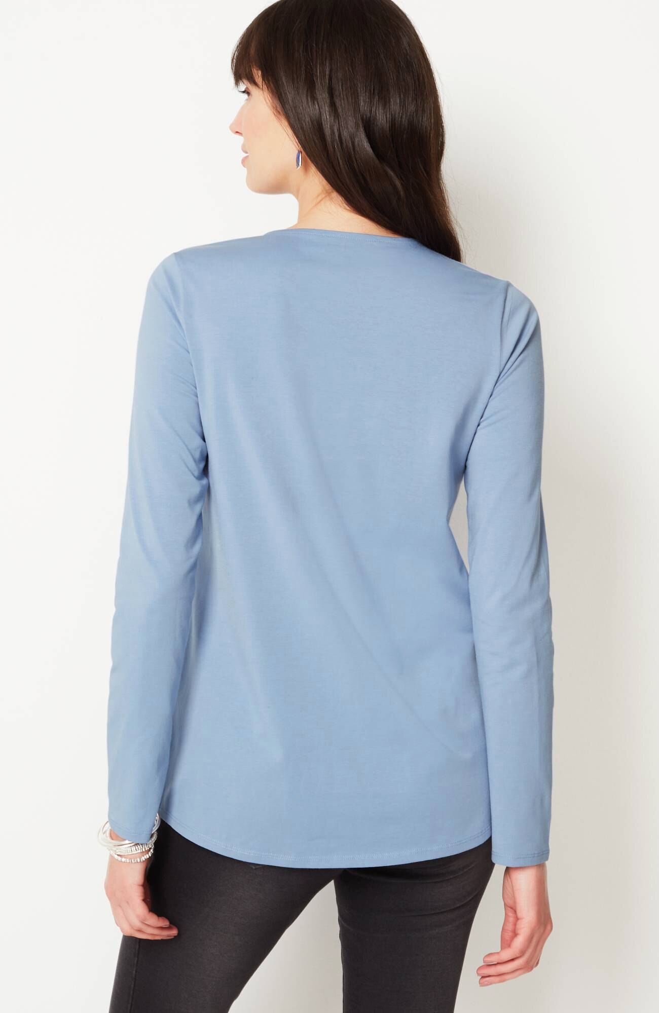pure jill long-sleeve shirttail tee