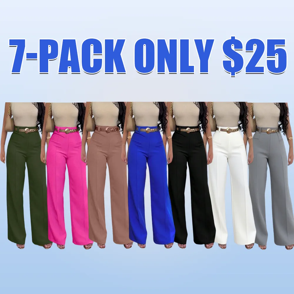 Women's Plain Pocket Wide Leg Fit Pants, Basic Classy Comfy Trousers for Spring & Fall