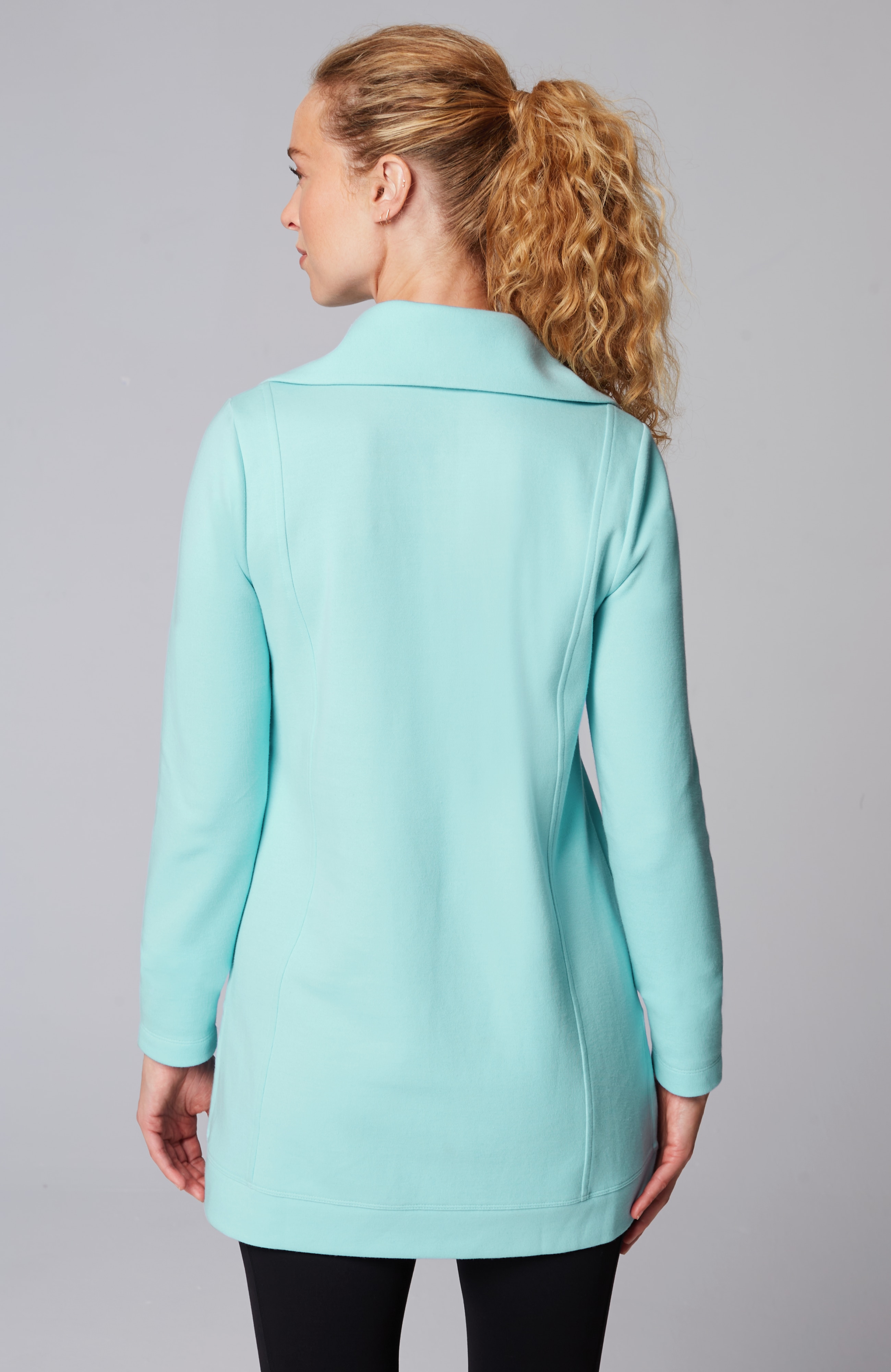 Fit Double-Knit Snap-Collared Tunic