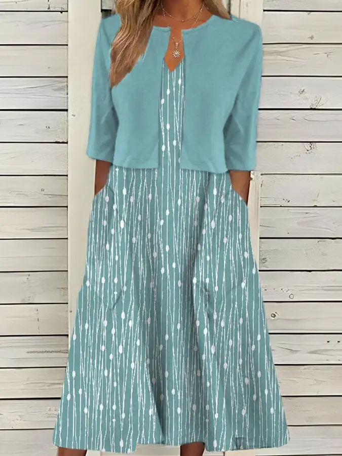 Trendy Polka Dot Print Two-Piece Dress