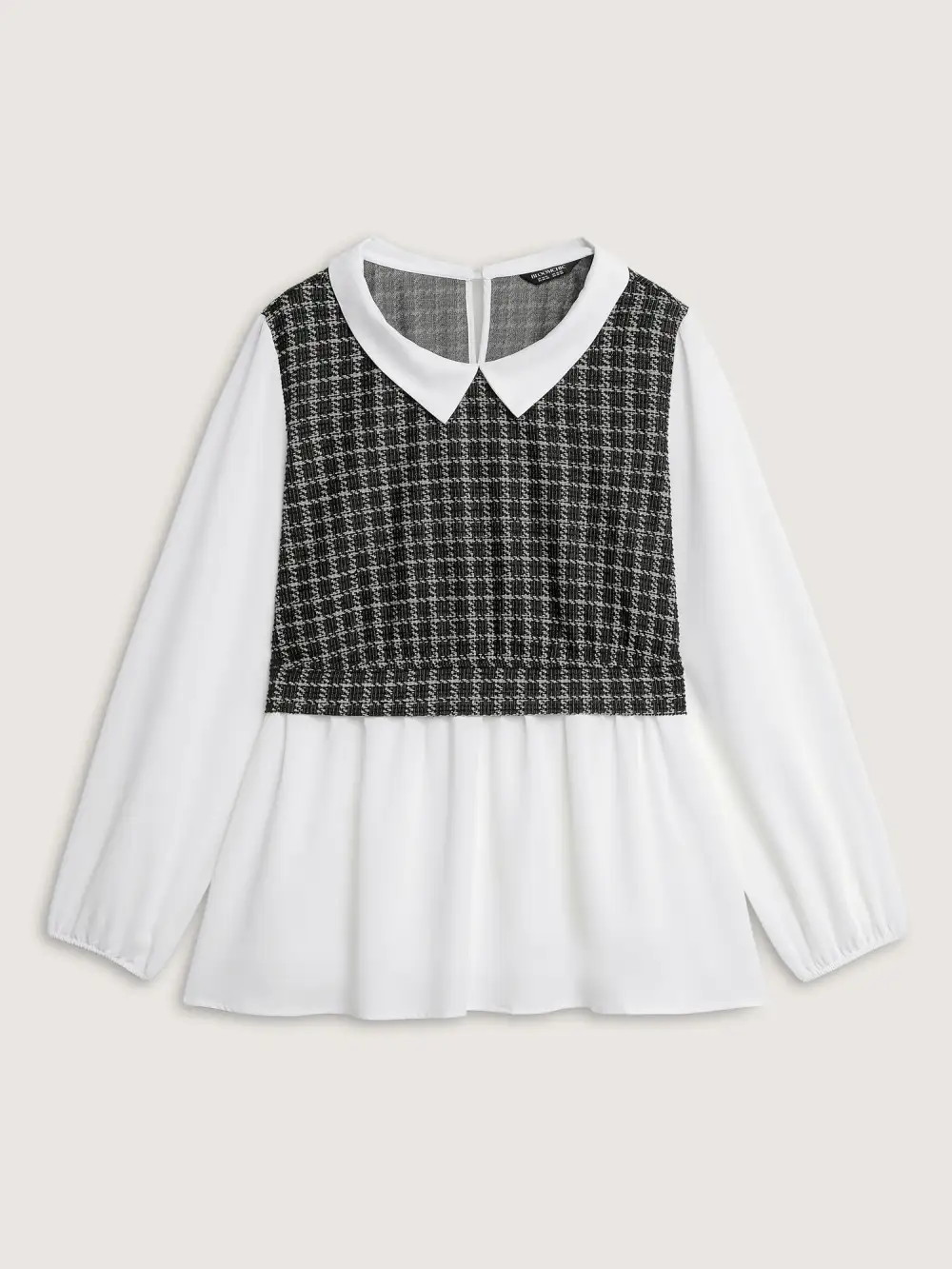 Houndstooth Pattern Color Contrast Blouse