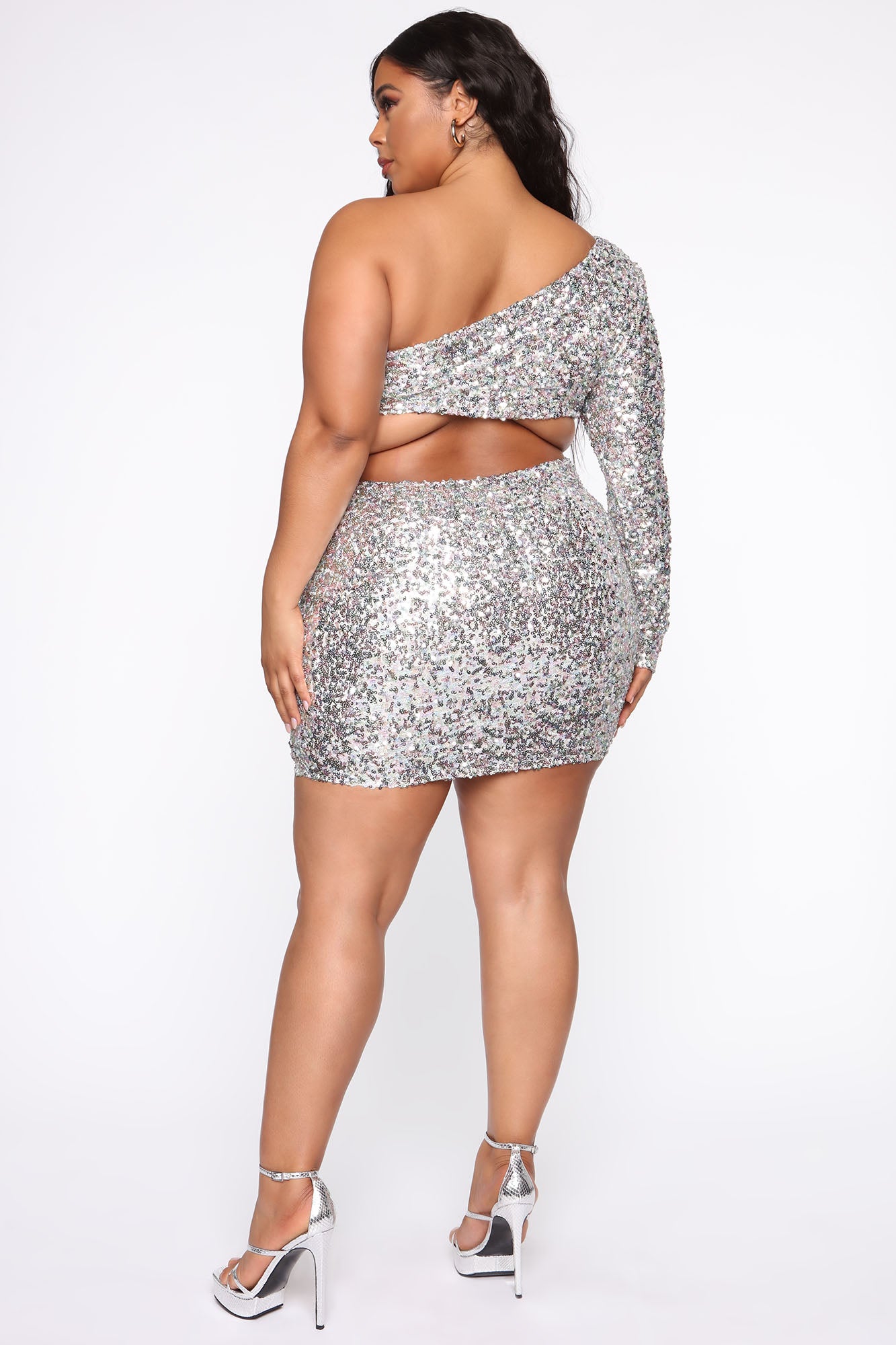 More Time To Shine Mini Dress - Silver/Multi