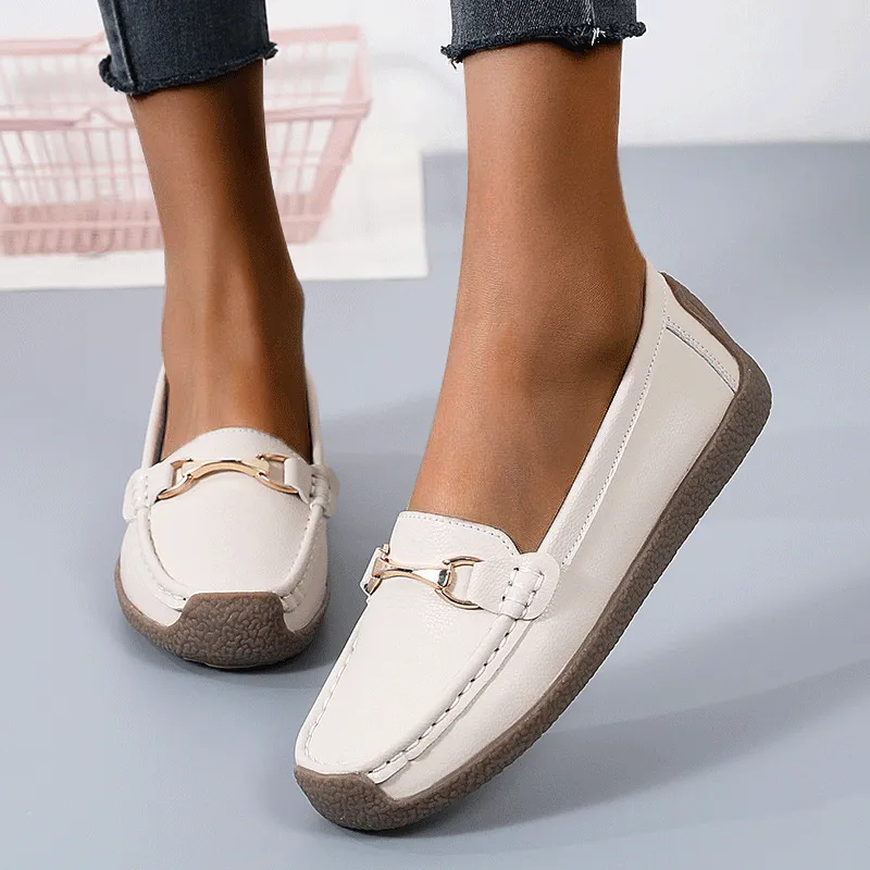 Flat Fashion Comfortable Shoes  Leather Breathable Casual Loafers