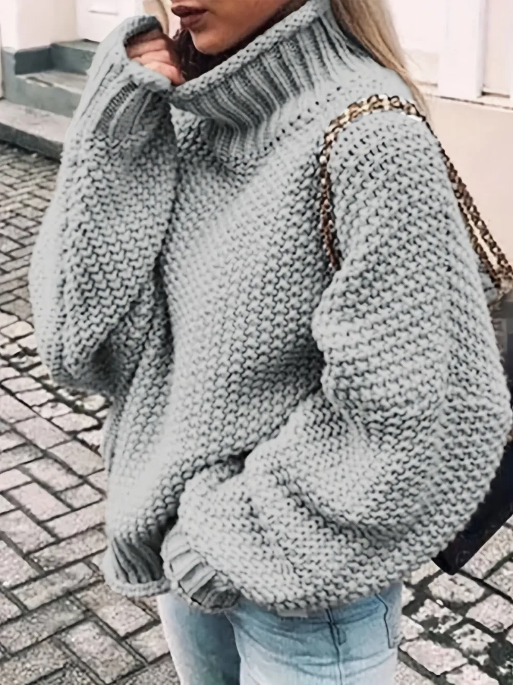 Solid Turtle Neck Pullover Sweater, Casual Long Sleeve Sweater For Fall & Winter, Women's Clothing