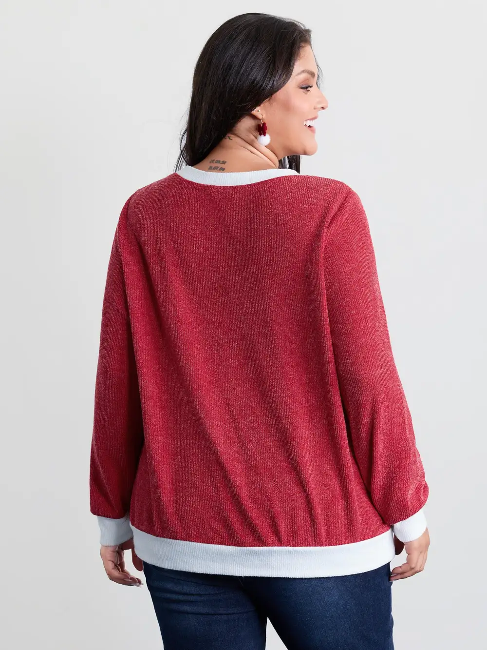 Faux-Wool Color Contrast Sweatshirt