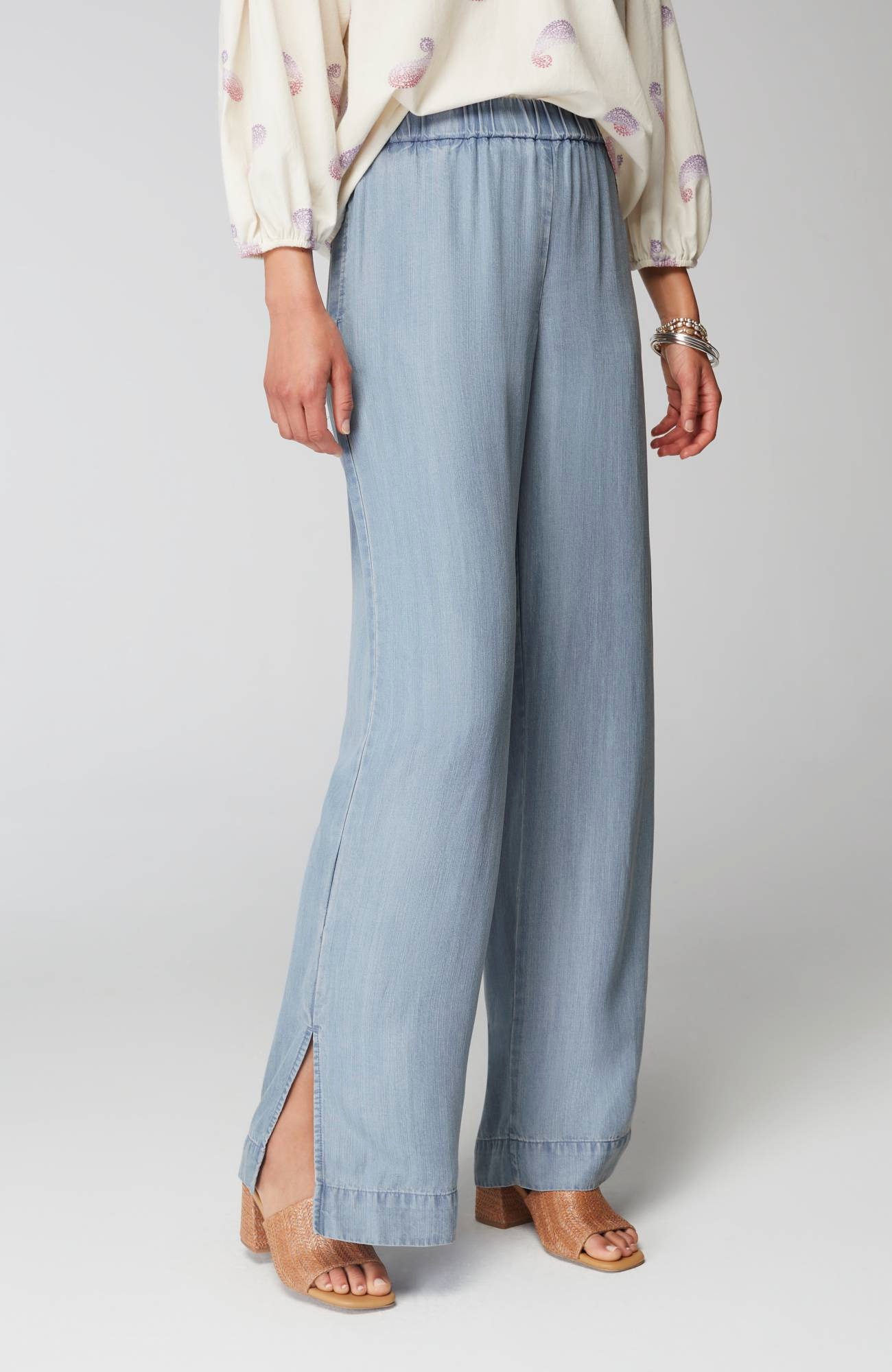Slit-Hem Indigo Tencel™ Pants