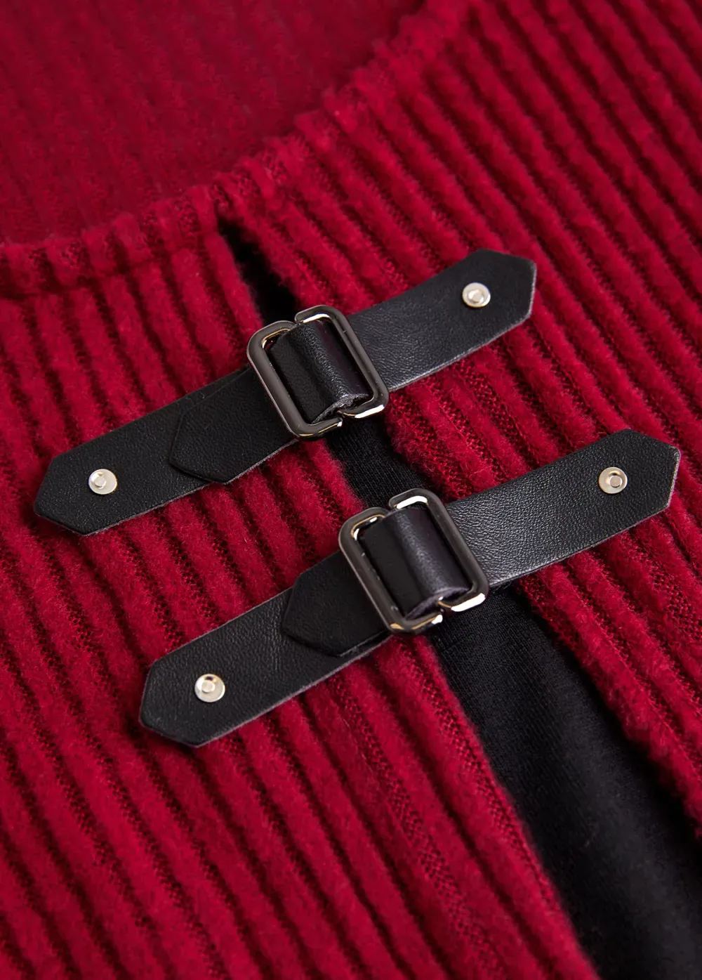 Wine Red Fake 2in1 A Line Dress