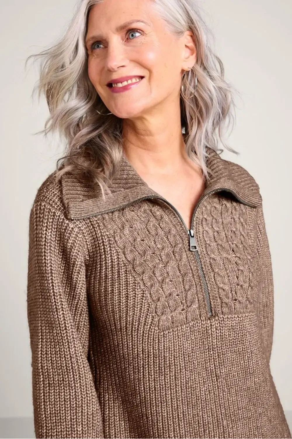 Half-Zip Cable Pullover Sweater