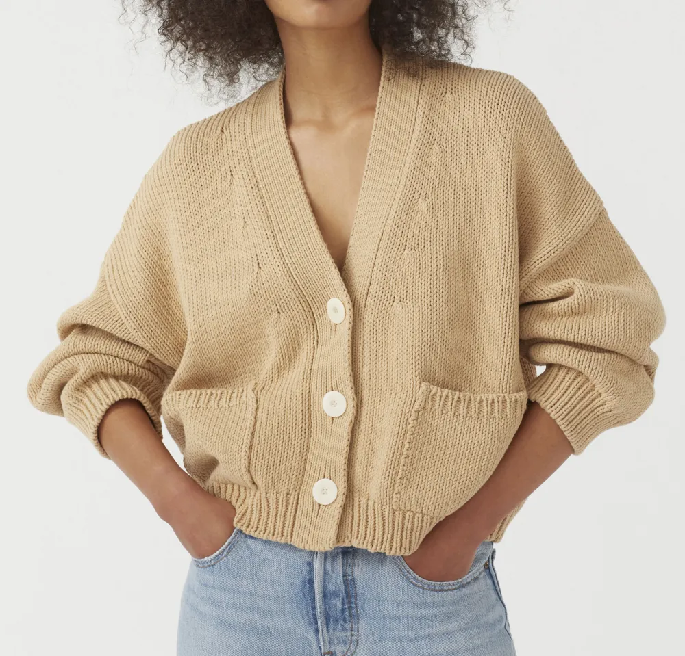 Single-Breasted V-Neck Pocket Knit Cardigan
