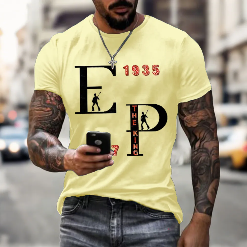 Men's 1935 EP Print Short Sleeve Round Neck Cotton T-Shirt