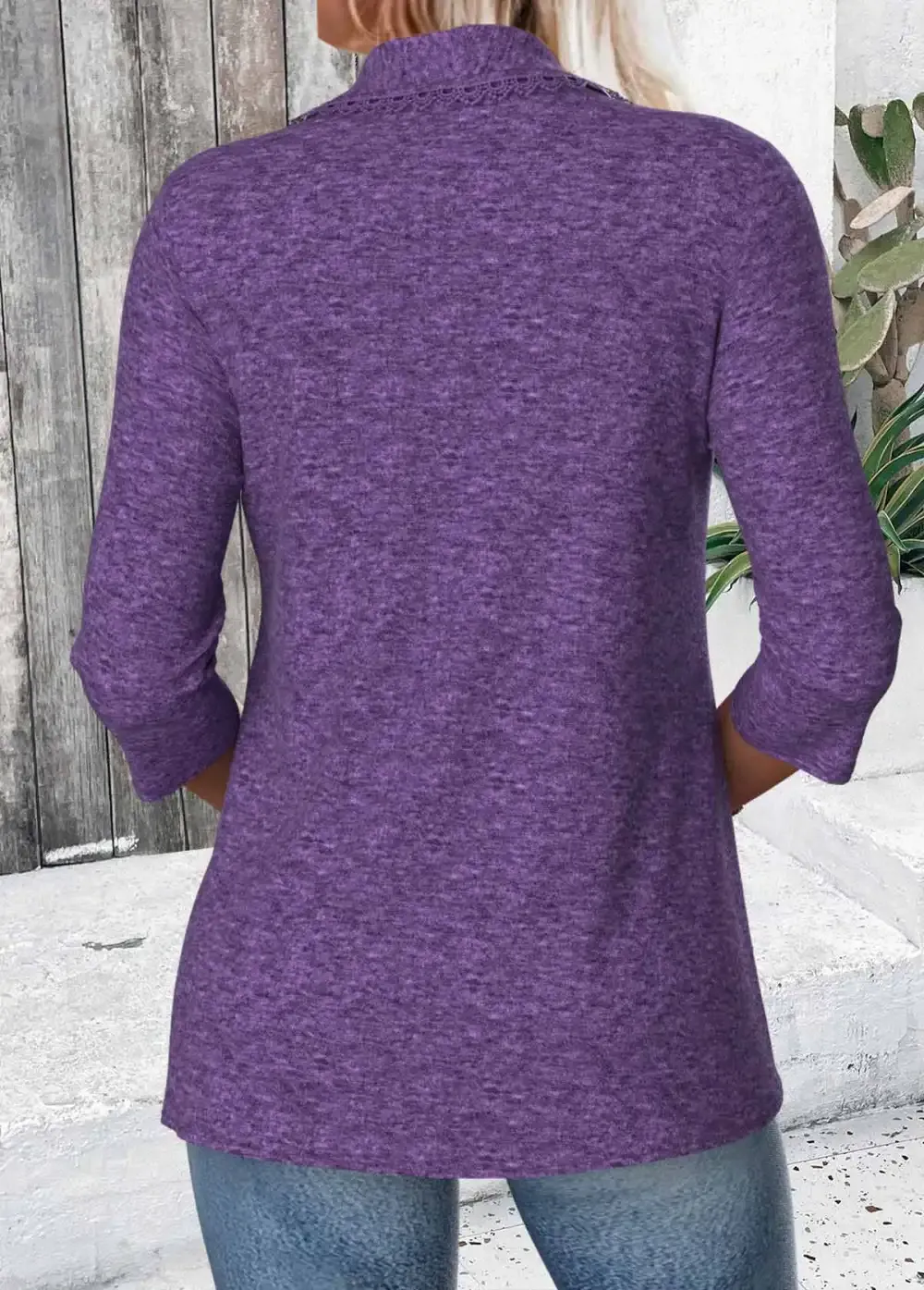 Purple Tummy Coverage Floral Print Fake Two Piece Twinset