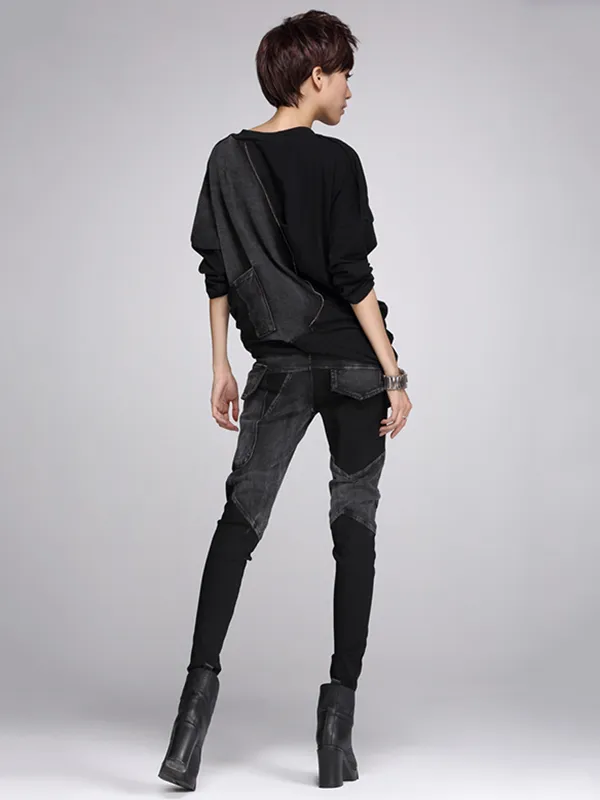 Multiple Zipper Casual Slimming Jeans Harem Pants