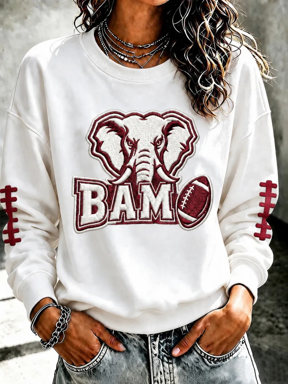 Women'S Football Printed Round Neck T-Shirt