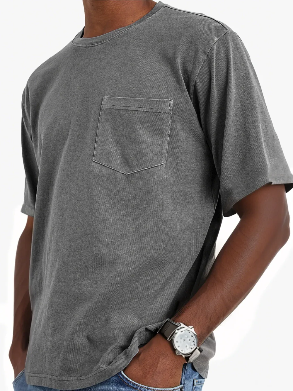 Men's Vintage Washed Distressed Pocket Short Sleeve T-Shirt