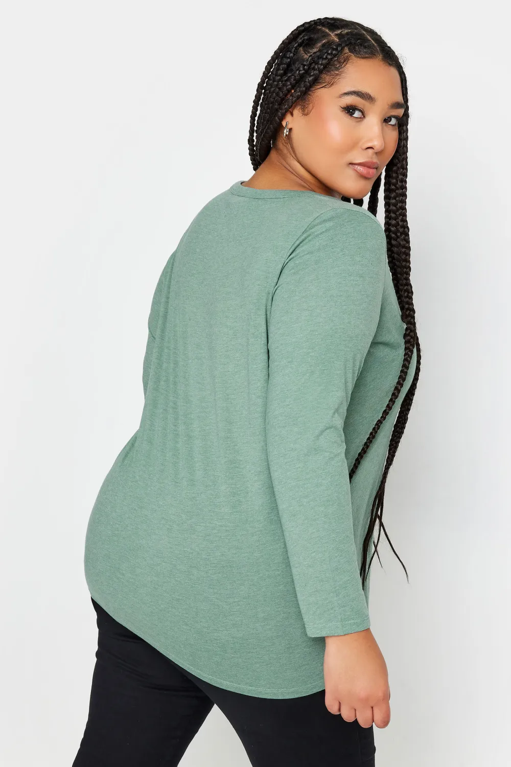 YOURS Curve Black Cotton Long Sleeve T-Shirt