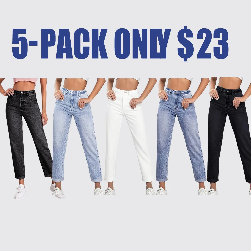 Women's Mid-Rise Tapered Jeans – Casual Street Style Fall Denim Pants