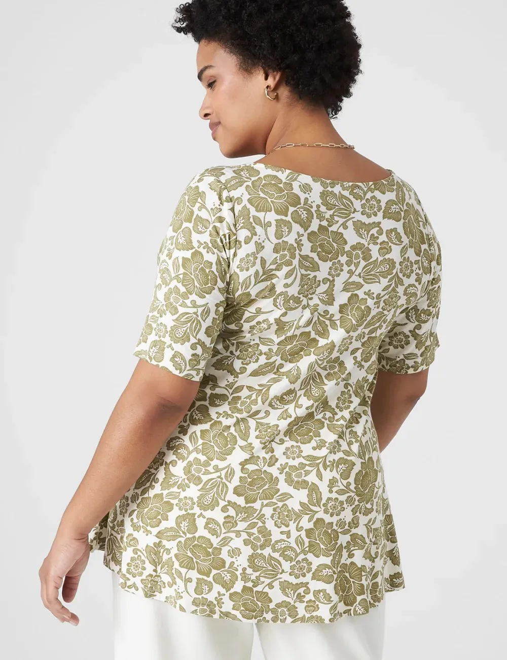 Modern Swing Perfect Sleeve Ruched-Shoulder Tee