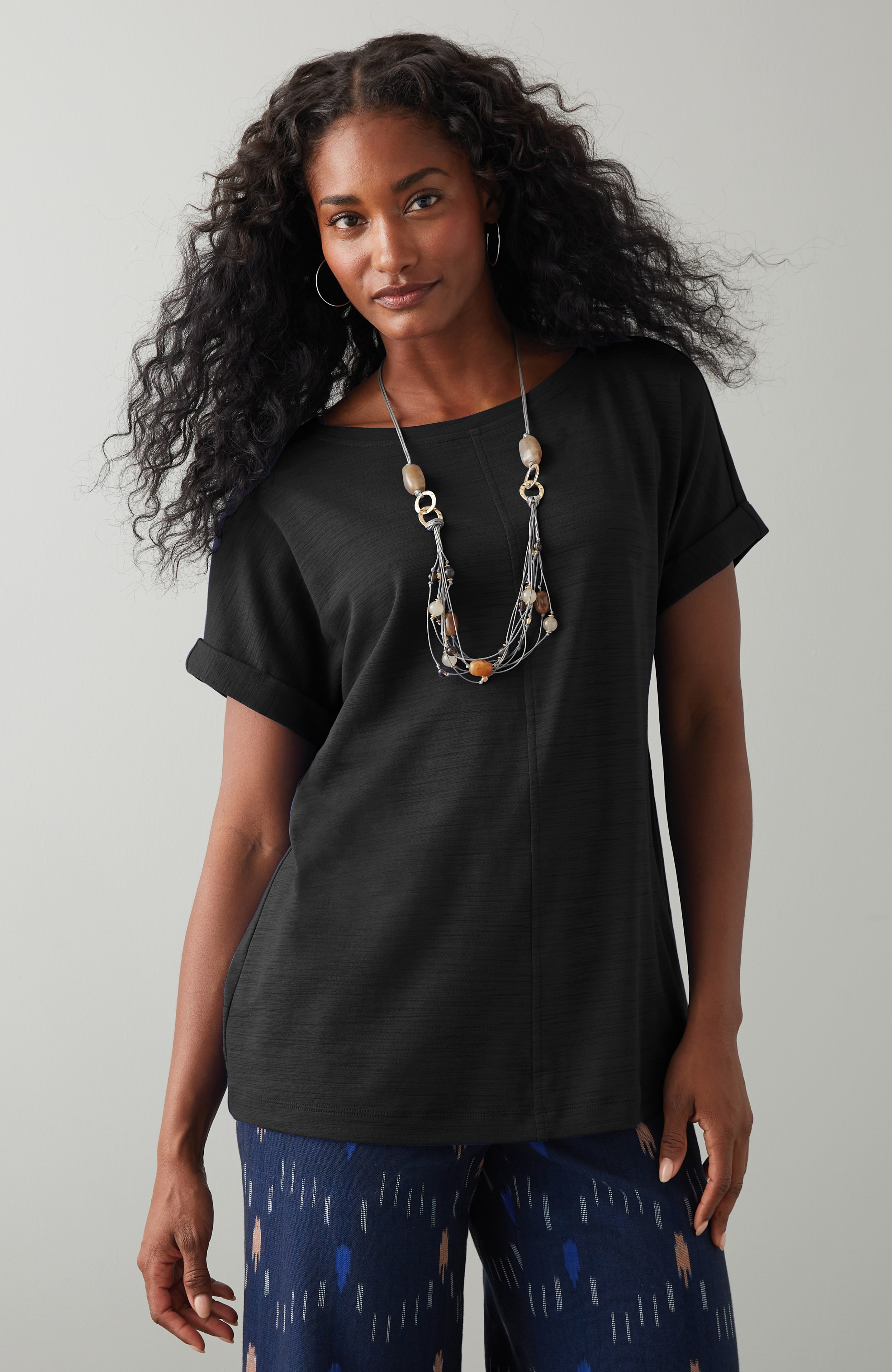 Pure Jill Slub Boat-Neck Tee