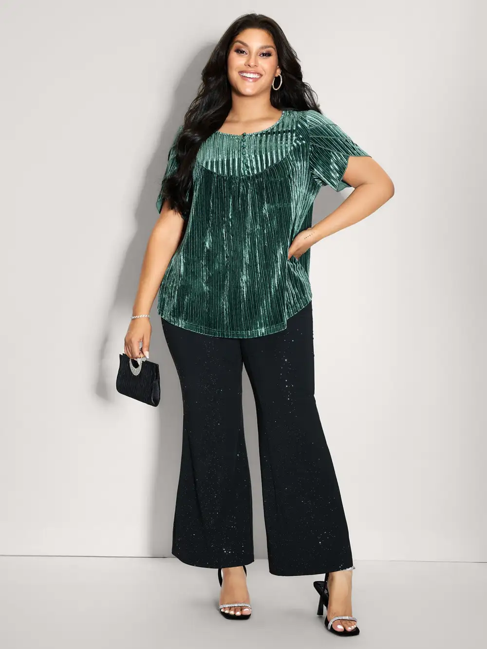 Striped Velvet Layered Sleeve Top