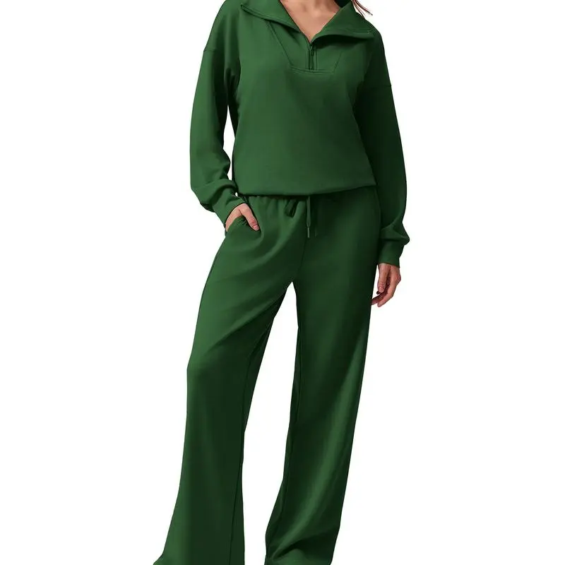 Women’s 2-Piece Sweatsuit – Half-Zip Pullover & Joggers