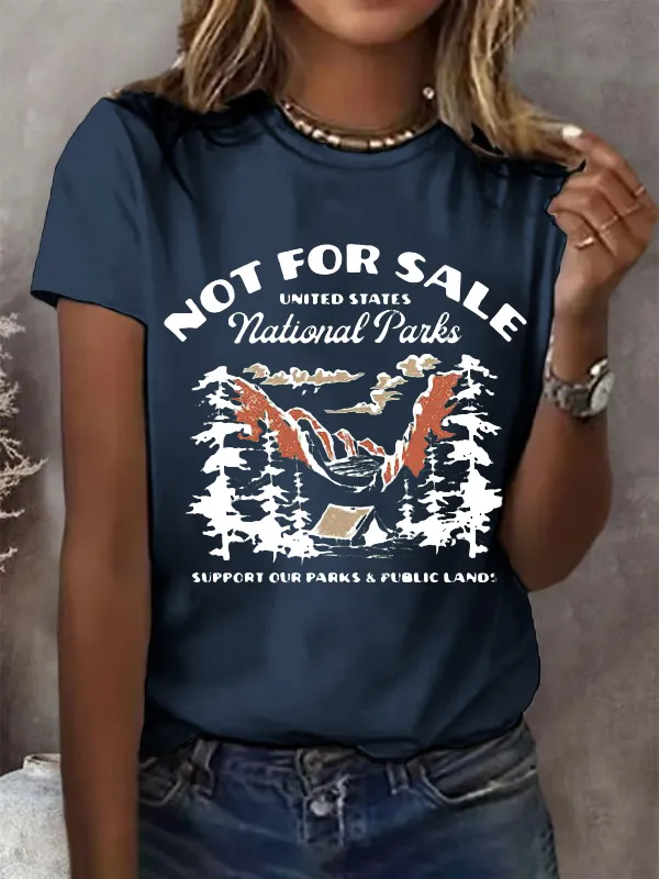 Women'S Support National Parks Print Round Neck T-Shirt