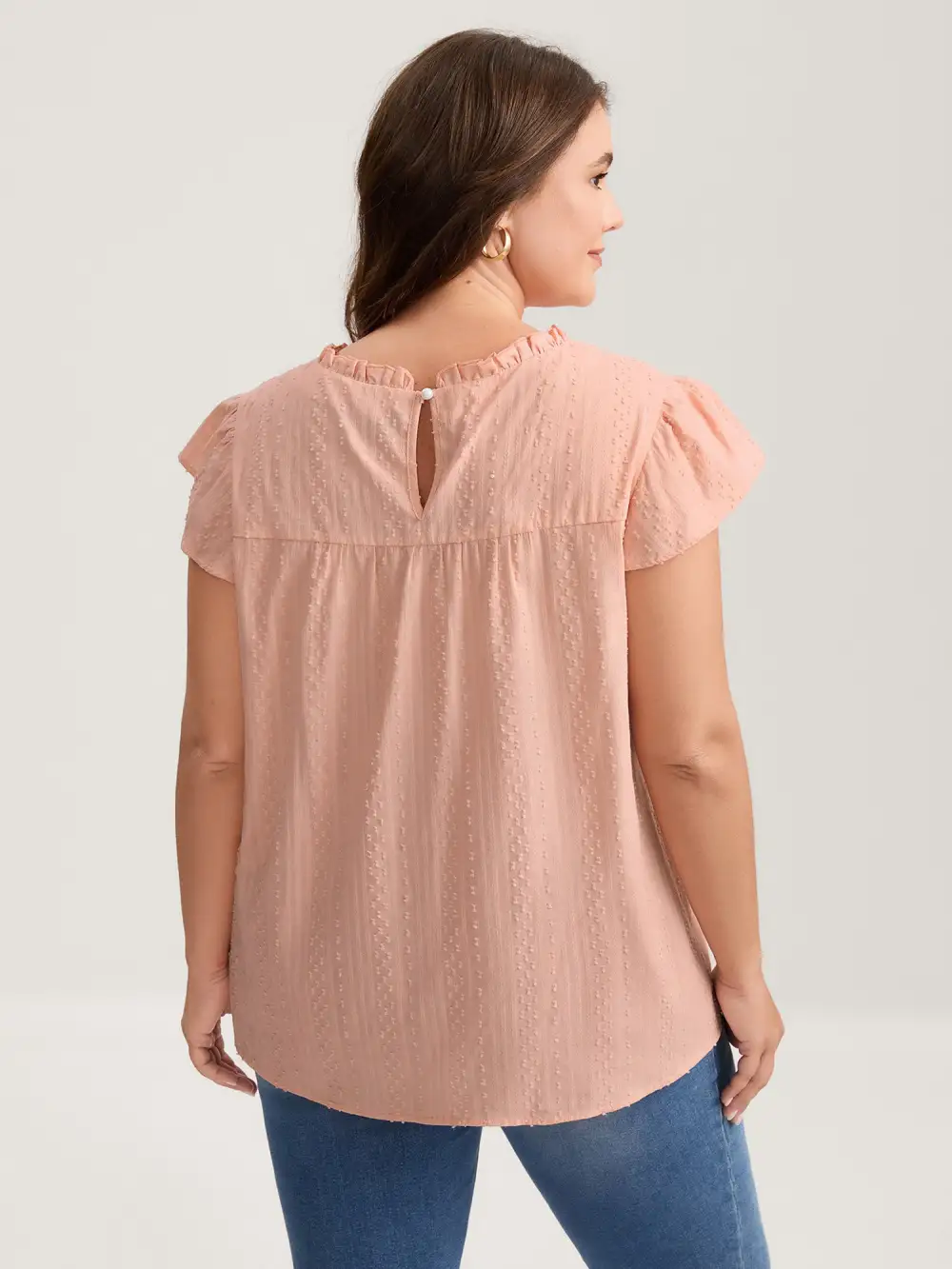 Cotton Cut-Out Lace Ruffled Neck Blouse