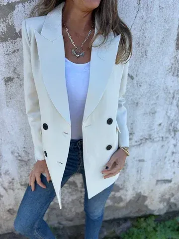 Long Sleeve Lapel Monochrome Blazer