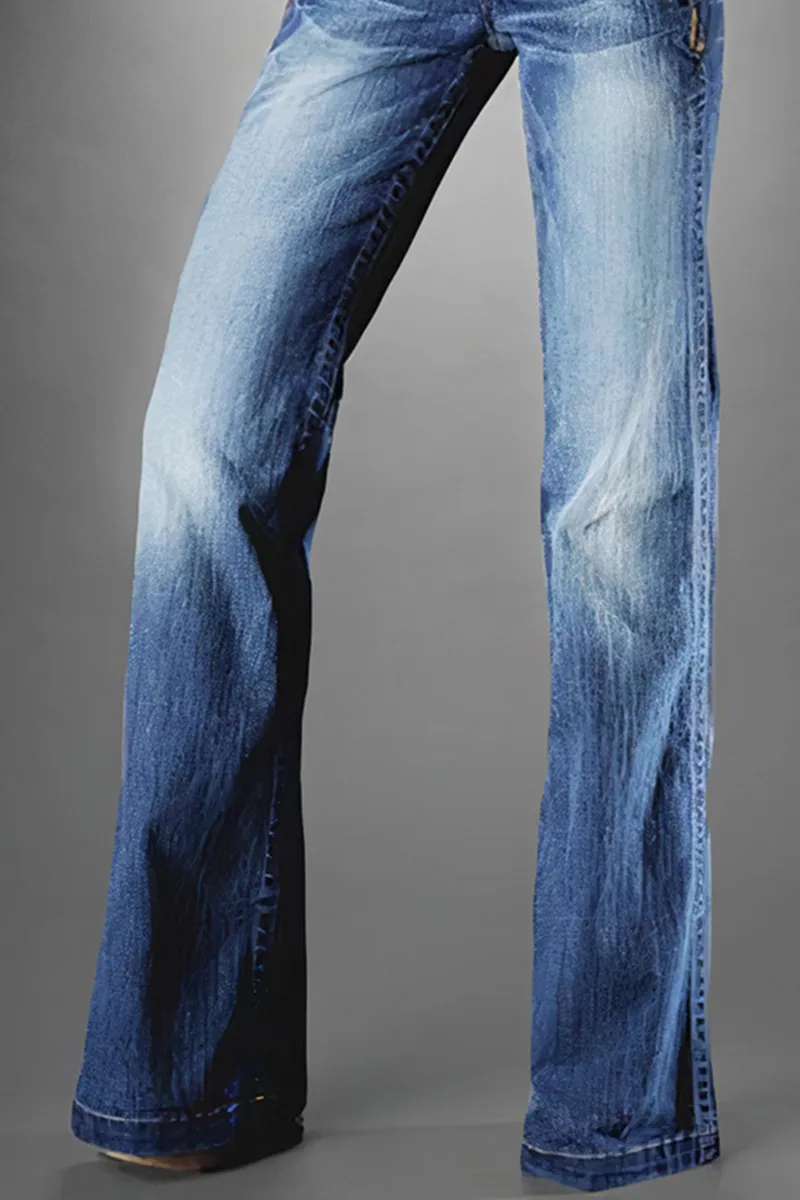 Slant Pocket Button Detail Low Waist Flare Jeans