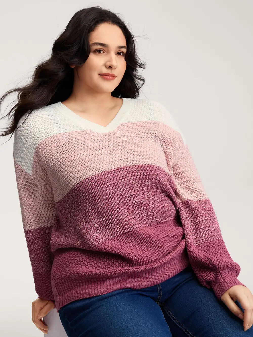 Colorblock Tissue-Textured Split Pullover
