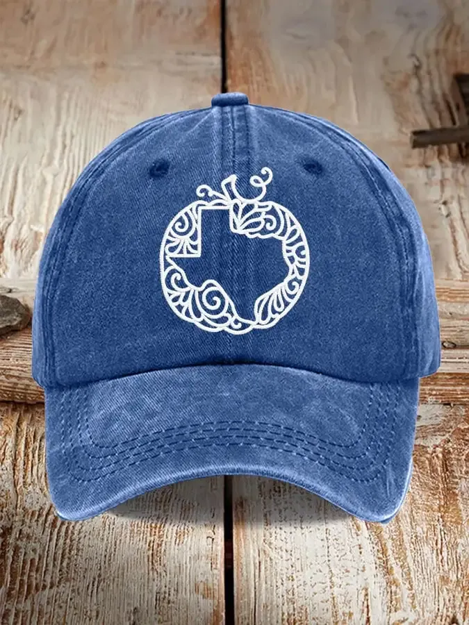 Retro Texas Strong Fall Pumpkins Print Baseball Cap
