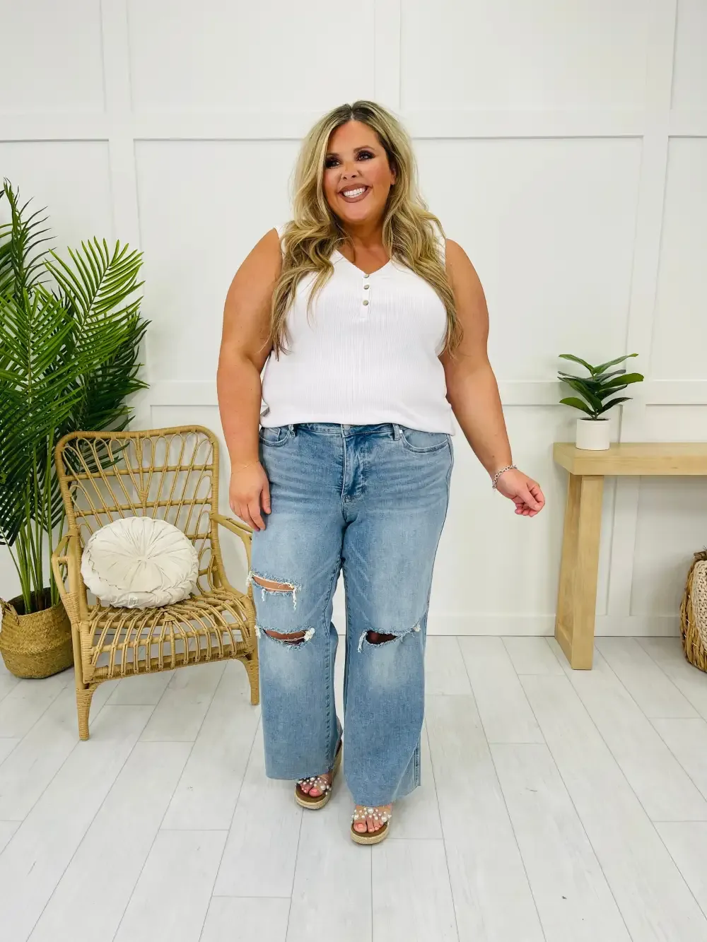 Judy Blue Play It Cool Tummy Control Wide Leg Jeans