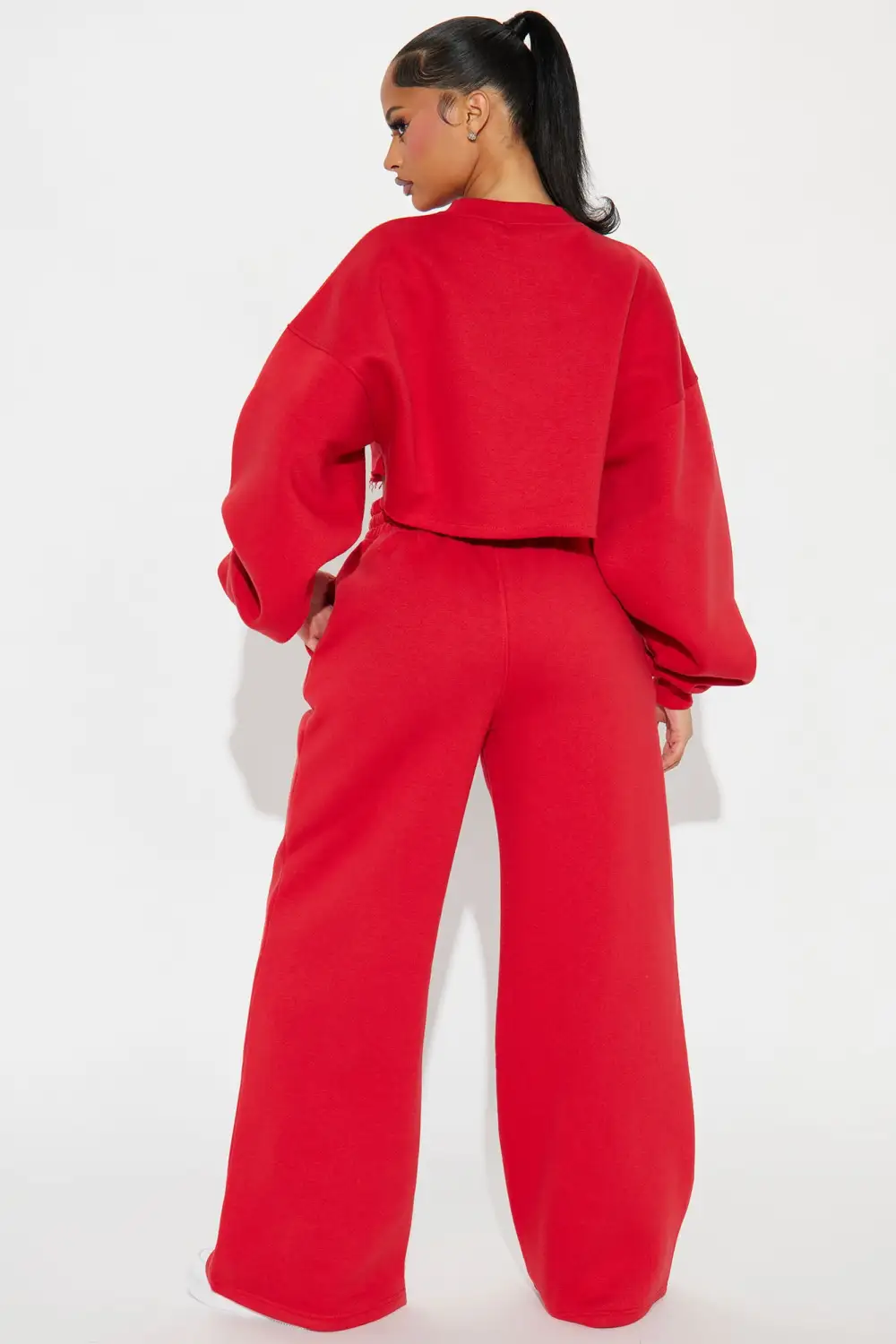 Smile You're On Camera Fleece Pant Set - Red