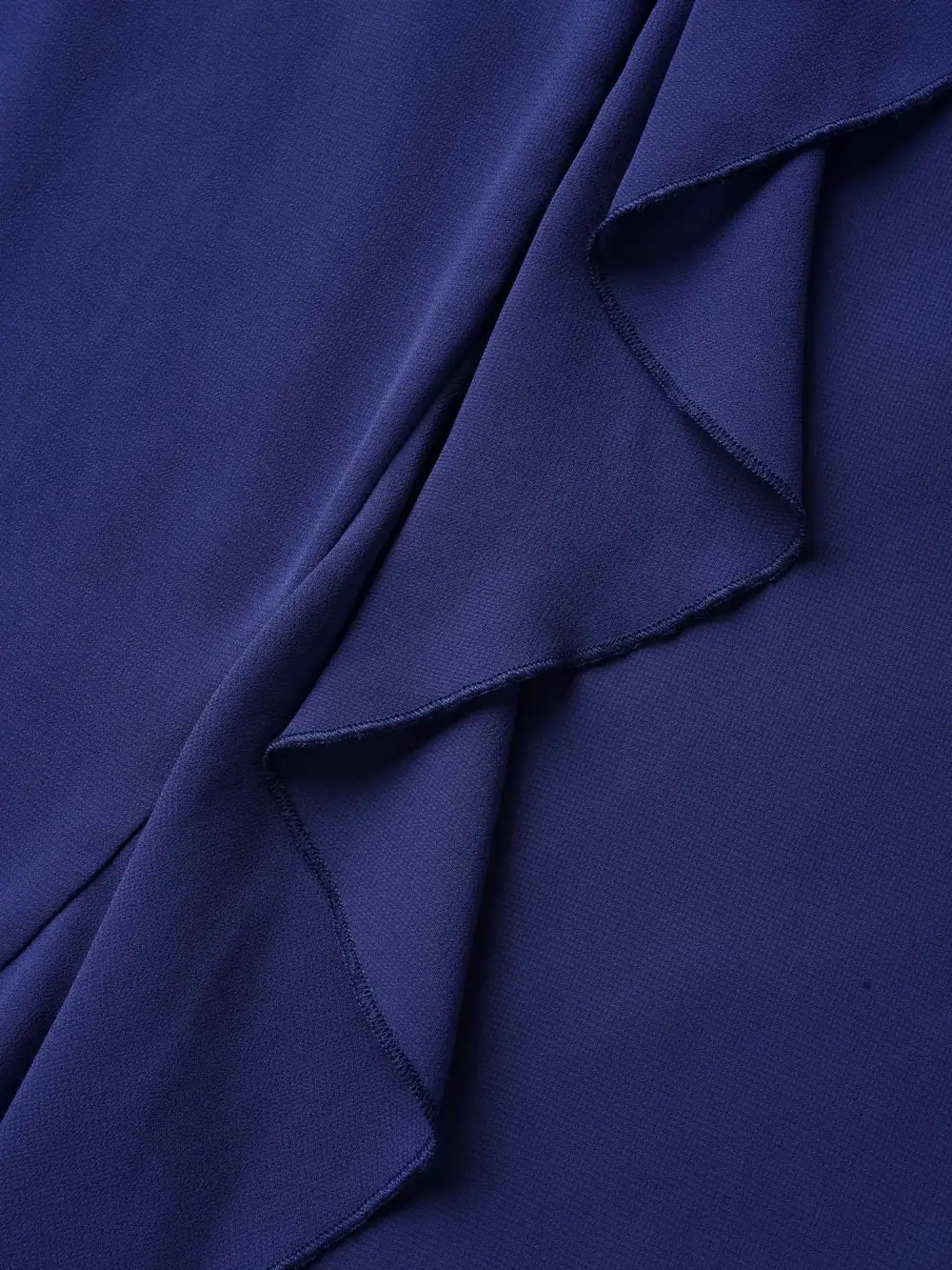 Chiffon Overlap Collar Ruffle Sleeve Dress