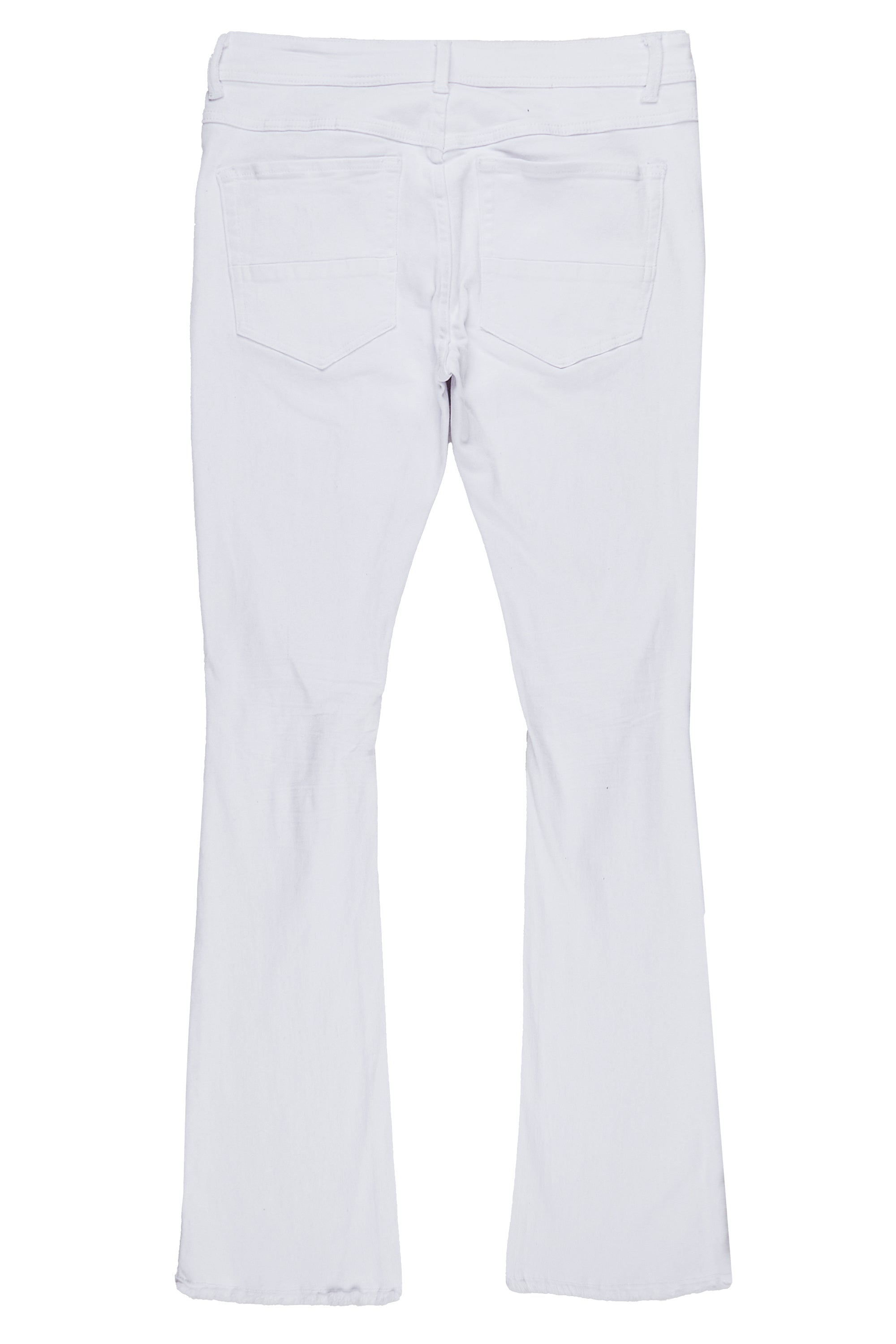 Rebel White Stacked Flare Jean