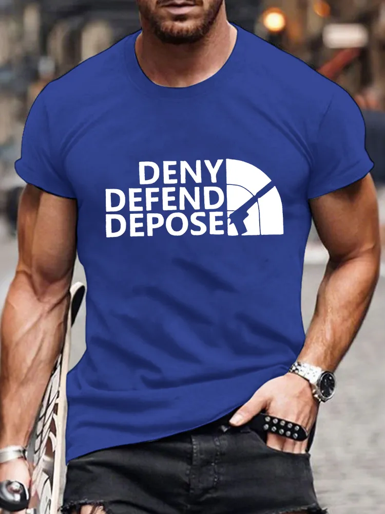 Men'S Deny Defend Depose Short Sleeve Round Neck Pure Cotton T-Shirt