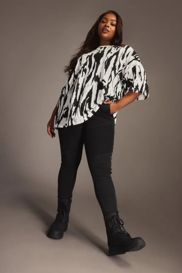 YOURS Curve Indigo Blue Skinny AVA Biker Jeans