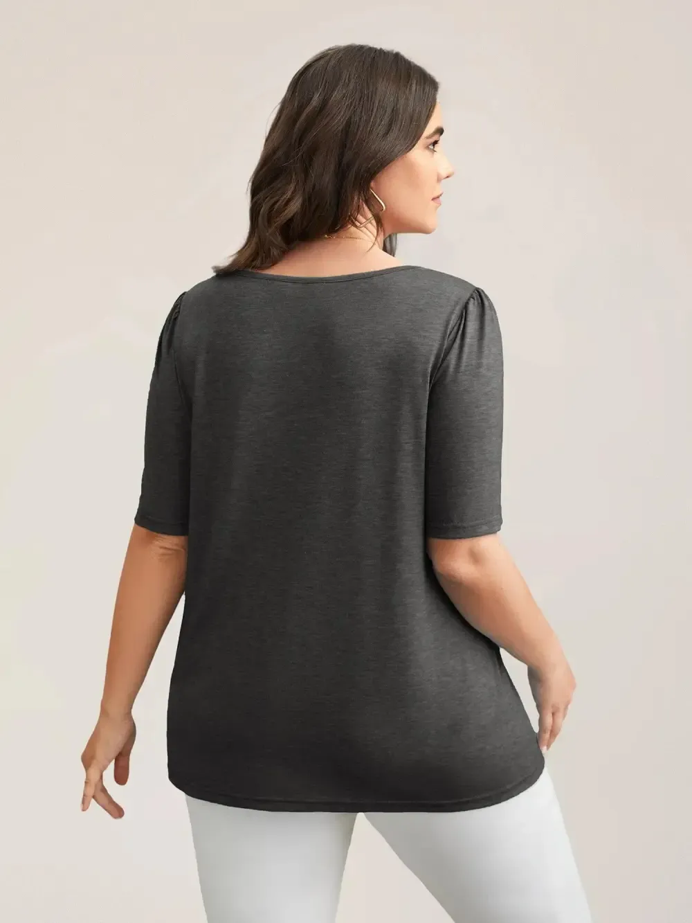 Seamed Round Neck Fitted T-Shirt