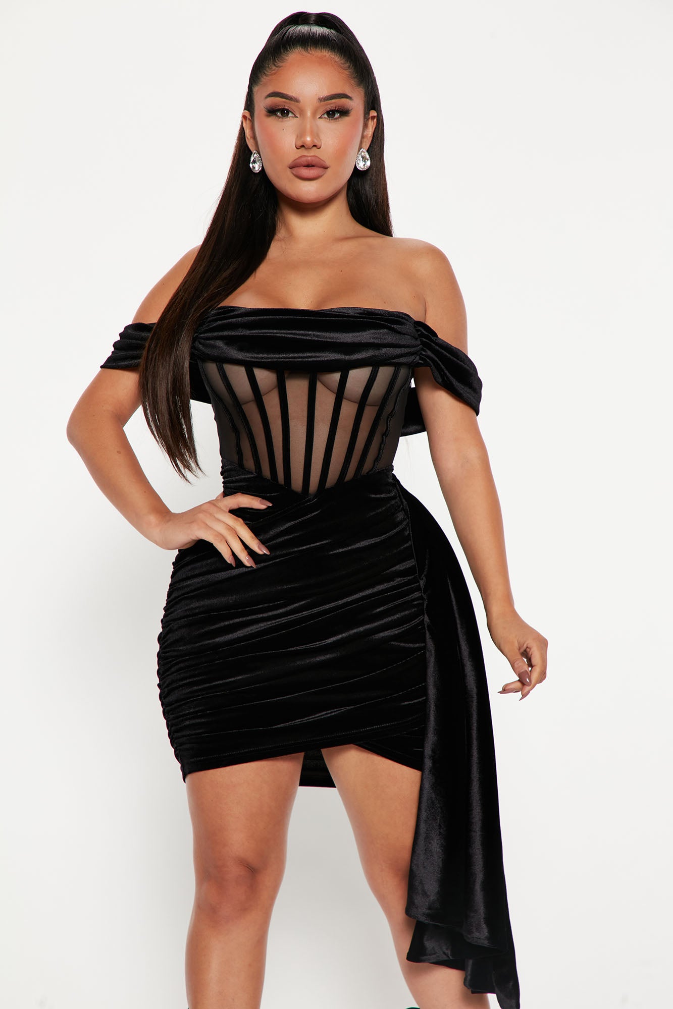 Sincerely Yours Velvet Midi Dress - Black