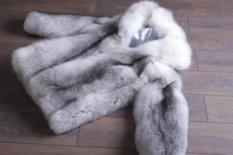 Platinum Fox Fur Coat Women's