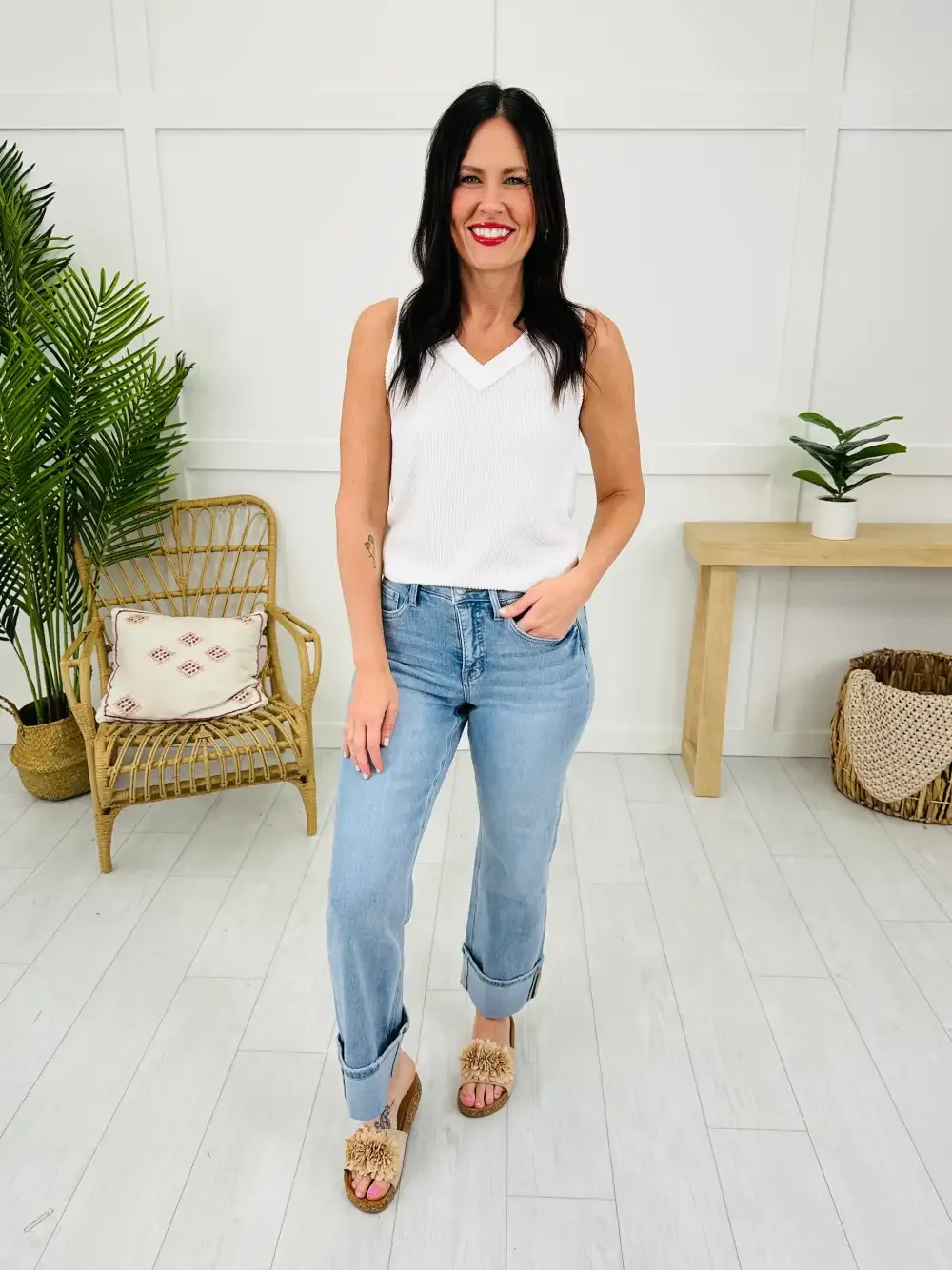 New Love Tummy Control Slim Wide Leg Jeans