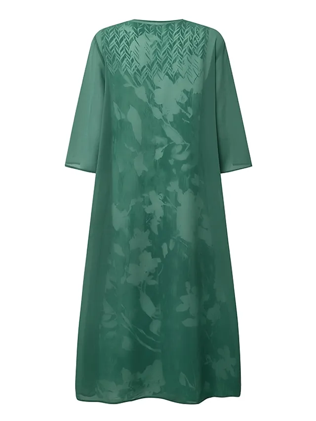 Women‘s Dress Set Two Piece Dress Midi Dress Green Blue Gray Half Sleeve Floral Print Summer Spring U Neck Casual 2023 S M L XL XXL 3XL